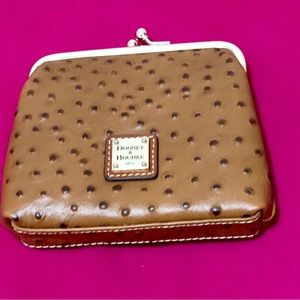 Dooney and Bourke Ostrich Large Frame WaLlet Caramel/ Brown Purse(new)